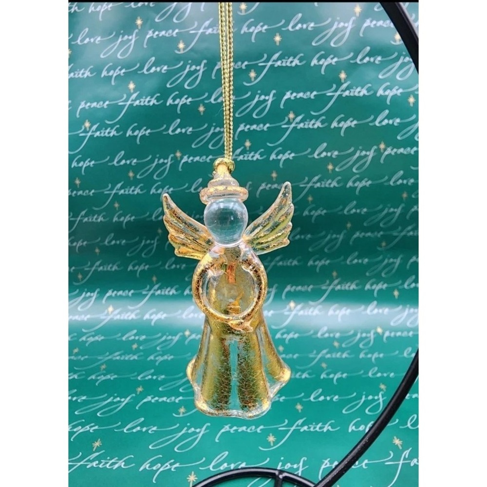 Handblown Glass Angel Gold Fleck Christmas Tree Ornament‎ 3.25" Decor Decoration